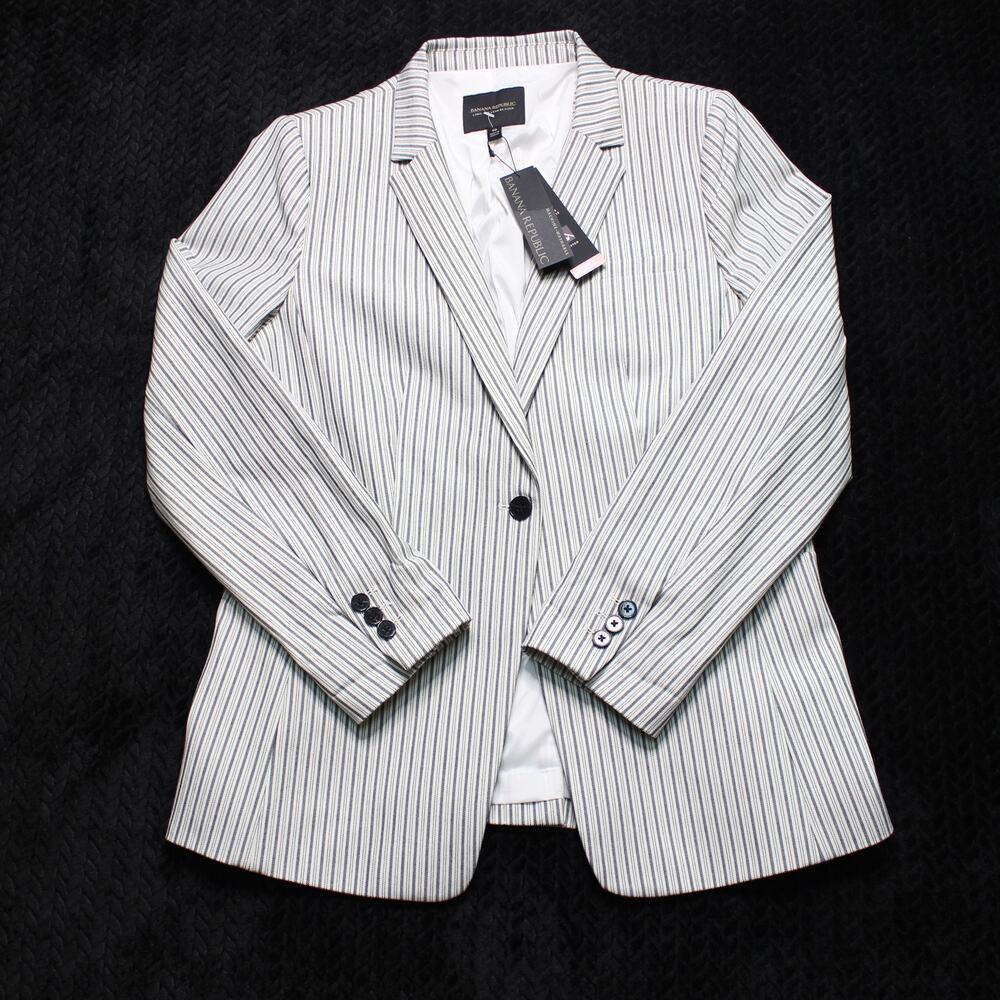 Banana Republic Striped Blazer in White and Black